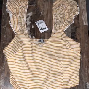 yellow striped crop top